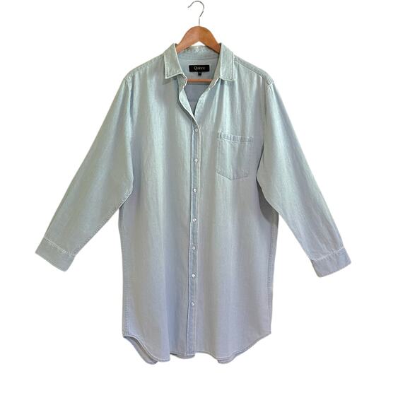 Quince Distressed Denim Shirt Dress.Size XL Light Chambray Blue - Picture 2 of 8